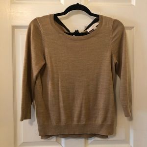 Tan Sweater with Black Tie Detail - Sz S